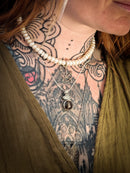 Divination - Scapolite and silver pendant, butterfly embossed