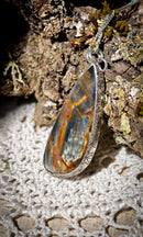 Le Talisman de Pan - Pendentif en pietersite bicolore et argent, Pan au dos