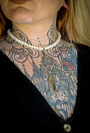 Le Talisman de Pan - Pendentif en pietersite bicolore et argent, Pan au dos