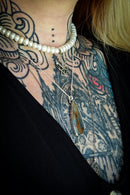 Le Talisman de Pan - Pendentif en pietersite bicolore et argent, Pan au dos