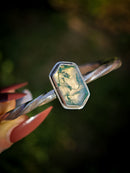 Le Liéchi - Faceted moss agate and silver torque bracelet