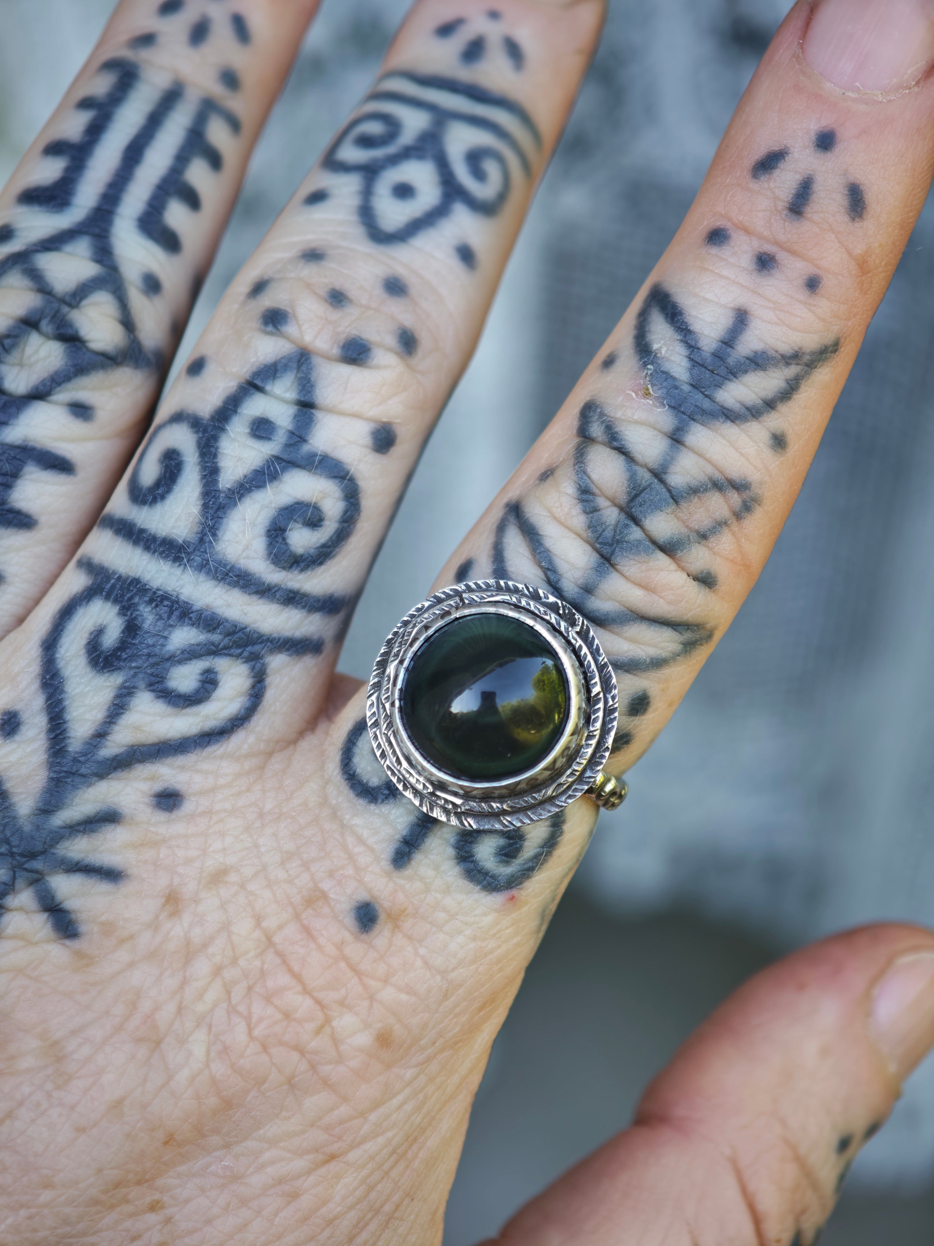 [Réservé] La Cartomancienne - Bague en obsidienne œil céleste et argent