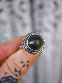 [Réservé] La Cartomancienne - Bague en obsidienne œil céleste et argent