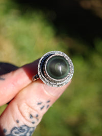 [Réservé] La Cartomancienne - Bague en obsidienne œil céleste et argent