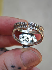 [Réservé] Hélios - Bague en pierre de soleil "pluie de météorites", argent