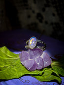 Cieux - Bague en opale de Lightning Ridge et quartz clair, argent