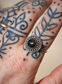 [Réservé] Lilith - Bague en diopside étoile noire et argent