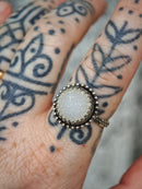 [Réservé] La Sorcière Blanche - Bague en agate druse et argent