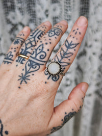 [Réservé] La Sorcière Blanche - Bague en agate druse et argent
