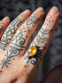 [Réservé] Le Trésor d'Hélios - Bague en citrine bicolore facettée et argent