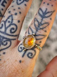 [Réservé] Le Trésor d'Hélios - Bague en citrine bicolore facettée et argent