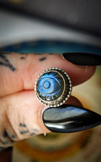 Troisième Œil - Boucles d'oreilles en labradorite bleue et argent