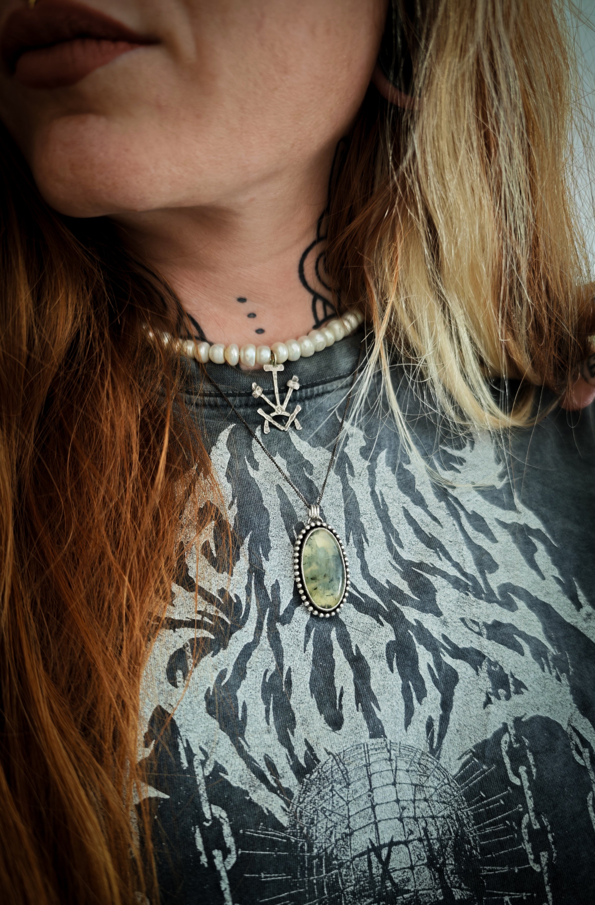 [Réservé] Hereticus - Pendentif en prehnite et argent