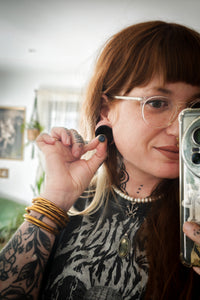Troisième Œil - Boucles d'oreilles en labradorite bleue et argent