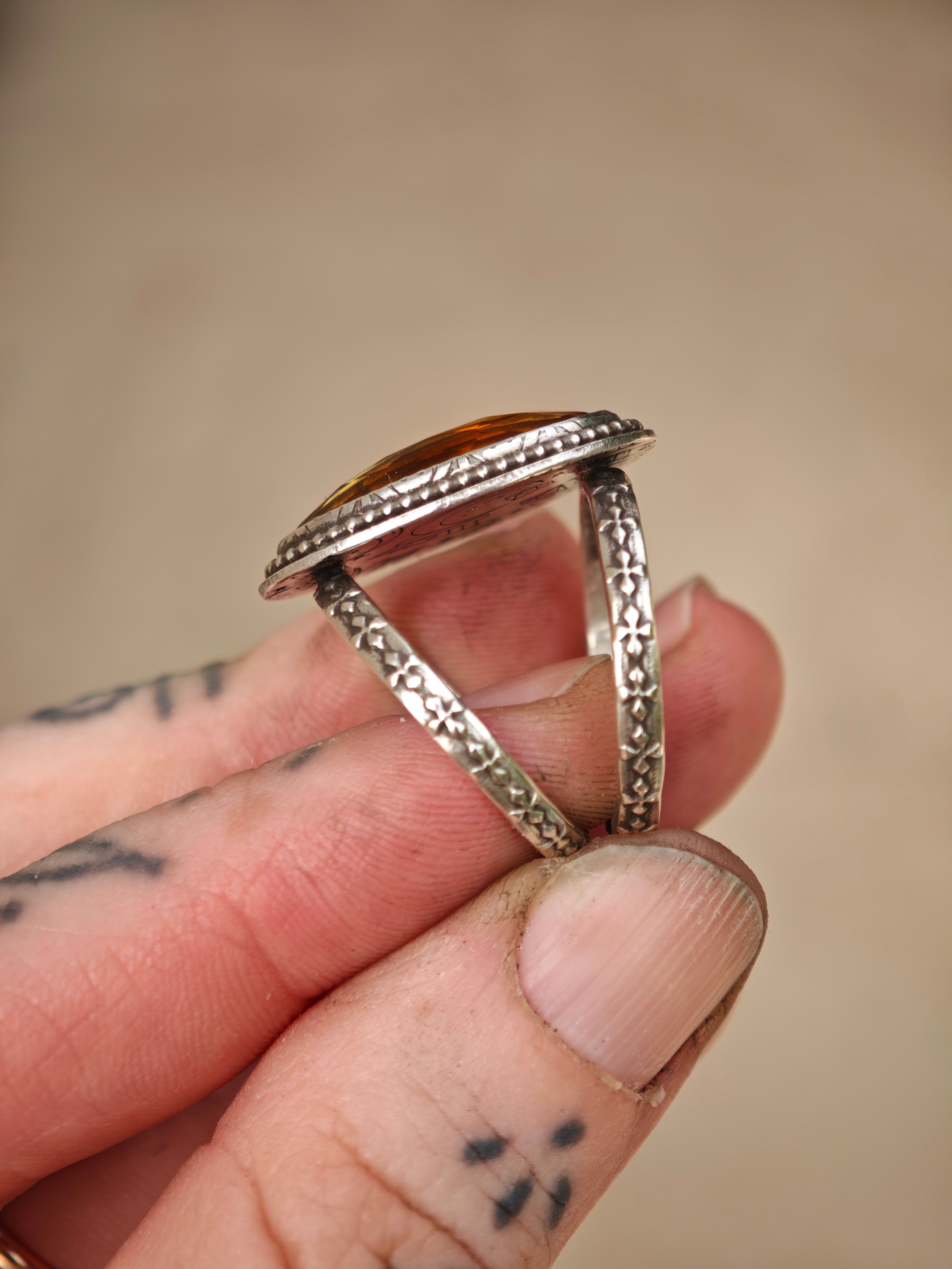 [Réservé] Abondance - Bague en citrine facettée et argent