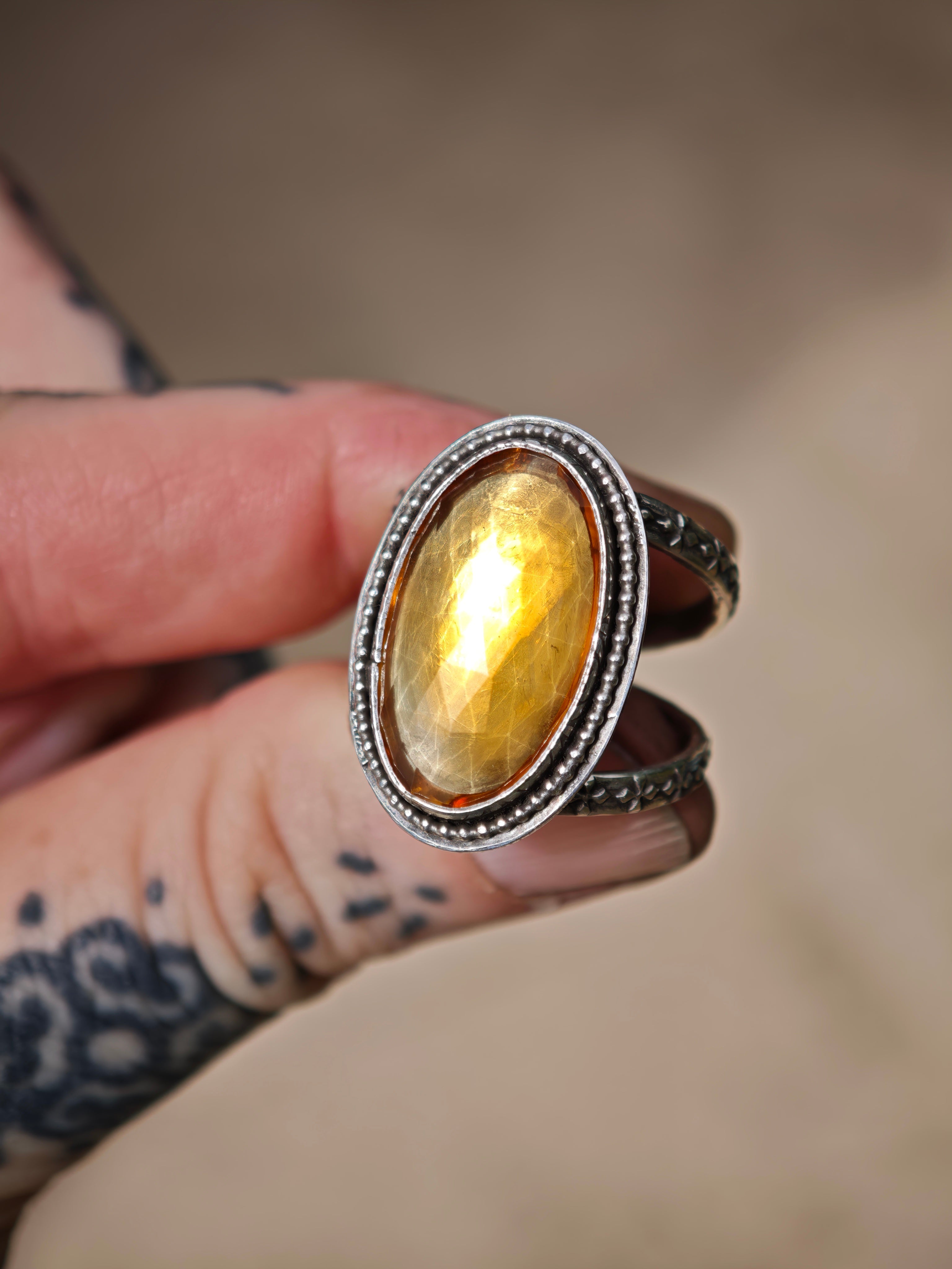 [Réservé] Abondance - Bague en citrine facettée et argent