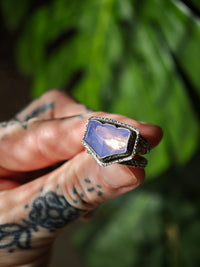 [Réservé] Pastel Goth - Bague chauve-souris en quartz lavande et argent