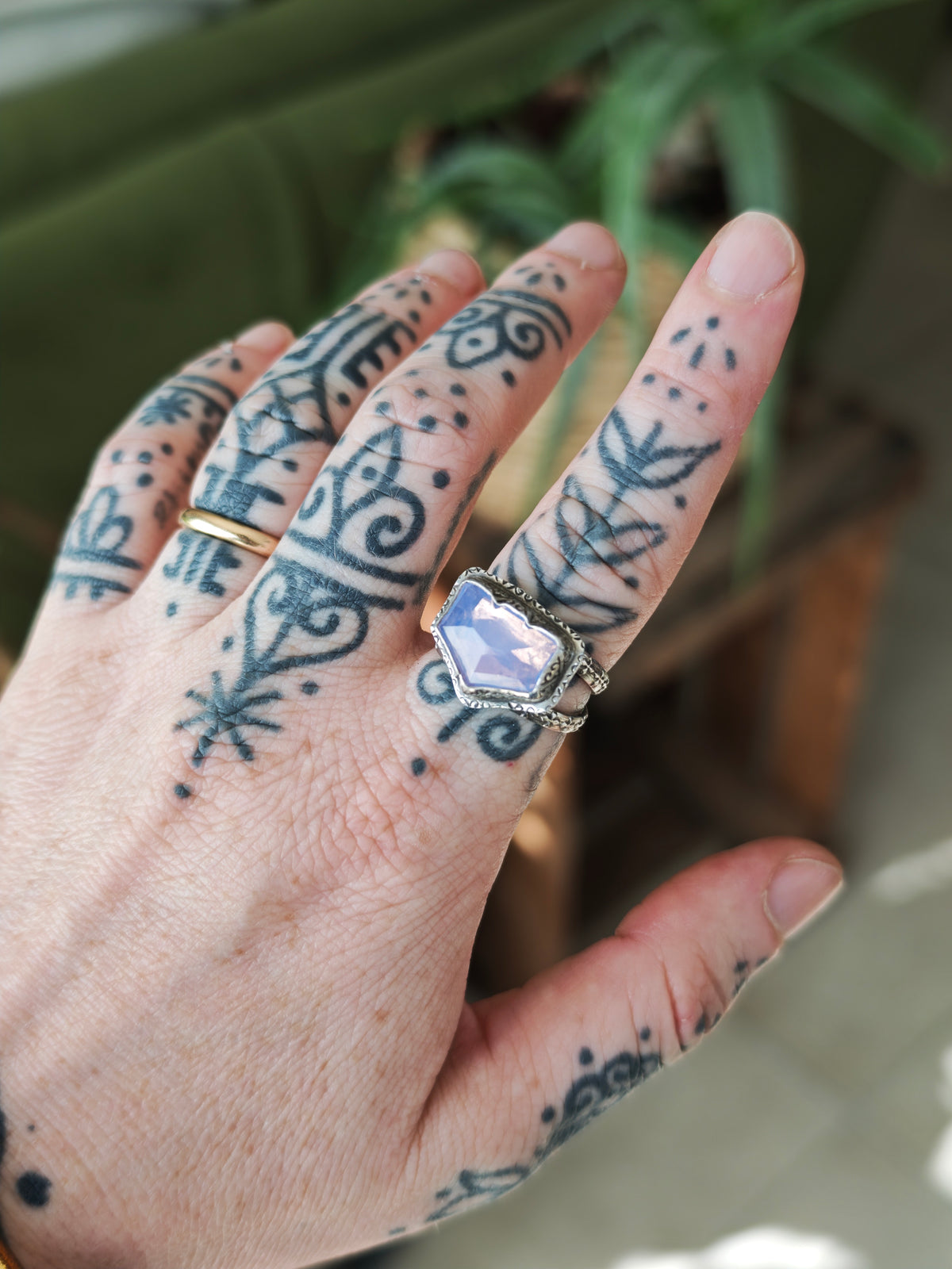 [Réservé] Pastel Goth - Bague chauve-souris en quartz lavande et argent