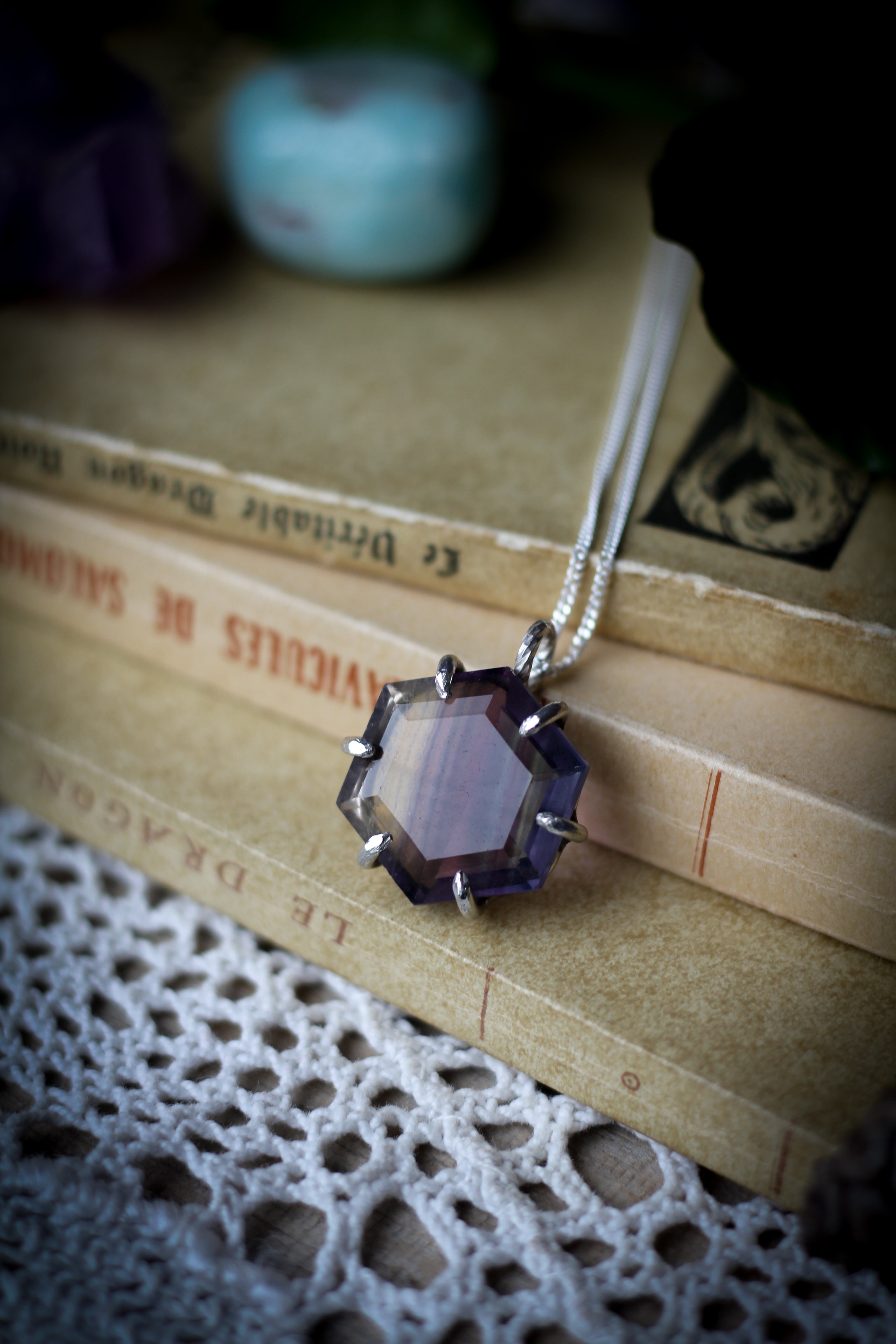 Annapurna - Faceted Rainbow Fluorite and Silver Necklace
