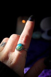 Les Atlantes - Peruvian opal ring with chrysocolla inclusions, silver