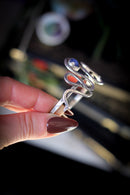 Le Jörmungand - Bracelet manchette en lapis lazuli, cristal facetté et argent, serpent forgé