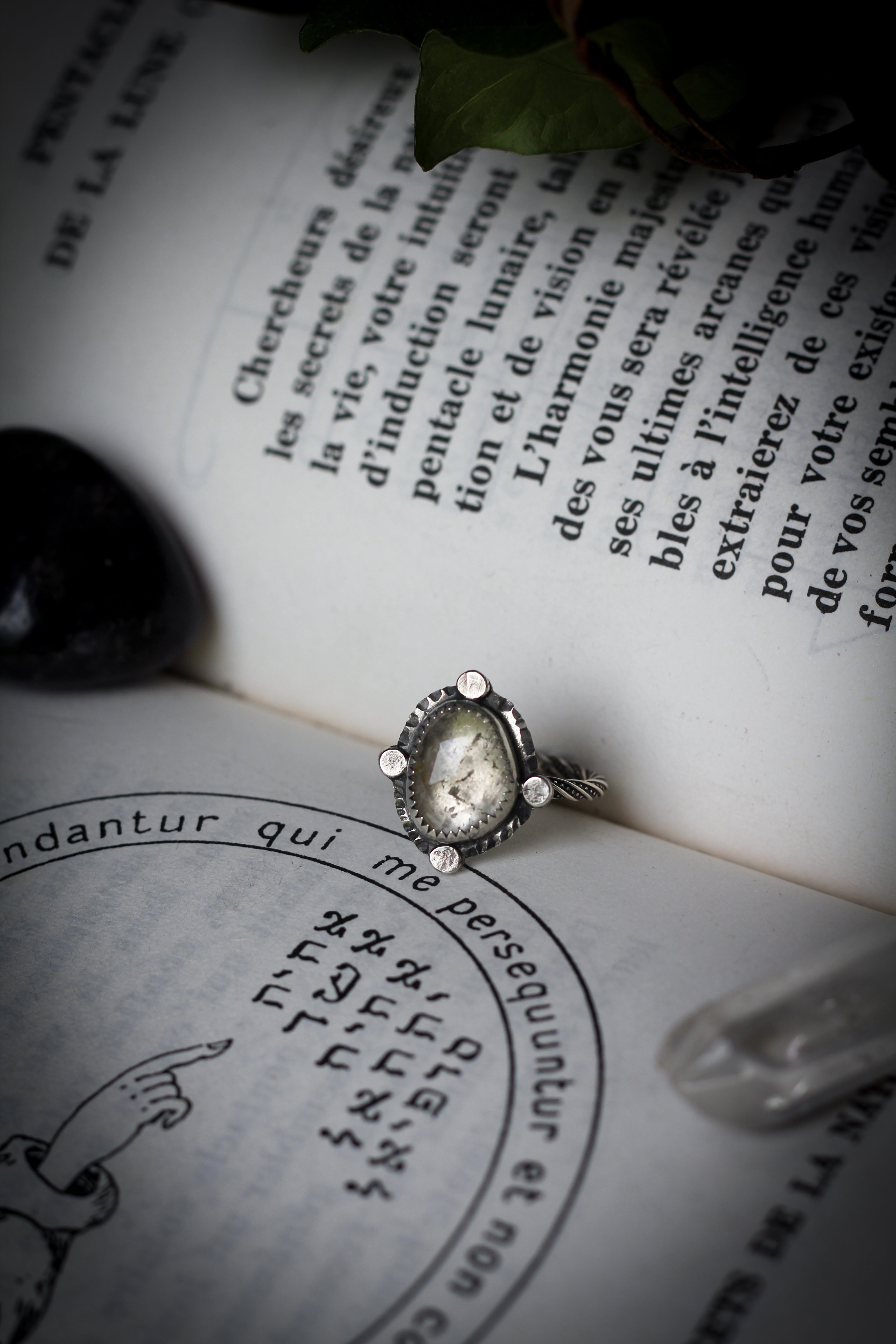 Occulta Gemma - Faceted Herkimer Diamond and Silver Ring
