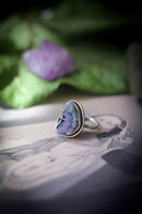 Litha - Anello con agata a grappolo Druzy, argento e ottone