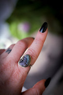 Litha - Druzy cluster agate ring, silver and brass