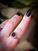 Devotionis - Faceted Garnet Dome and Silver Ring