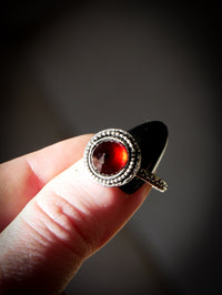 Devotionis - Faceted Garnet Dome and Silver Ring