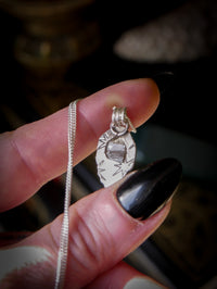 Magicae Noctis - Raw Herkimer Diamond and Silver Necklace, Forged Bat