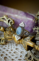 Dorje - Bague en labradorite bleue / violette et argent