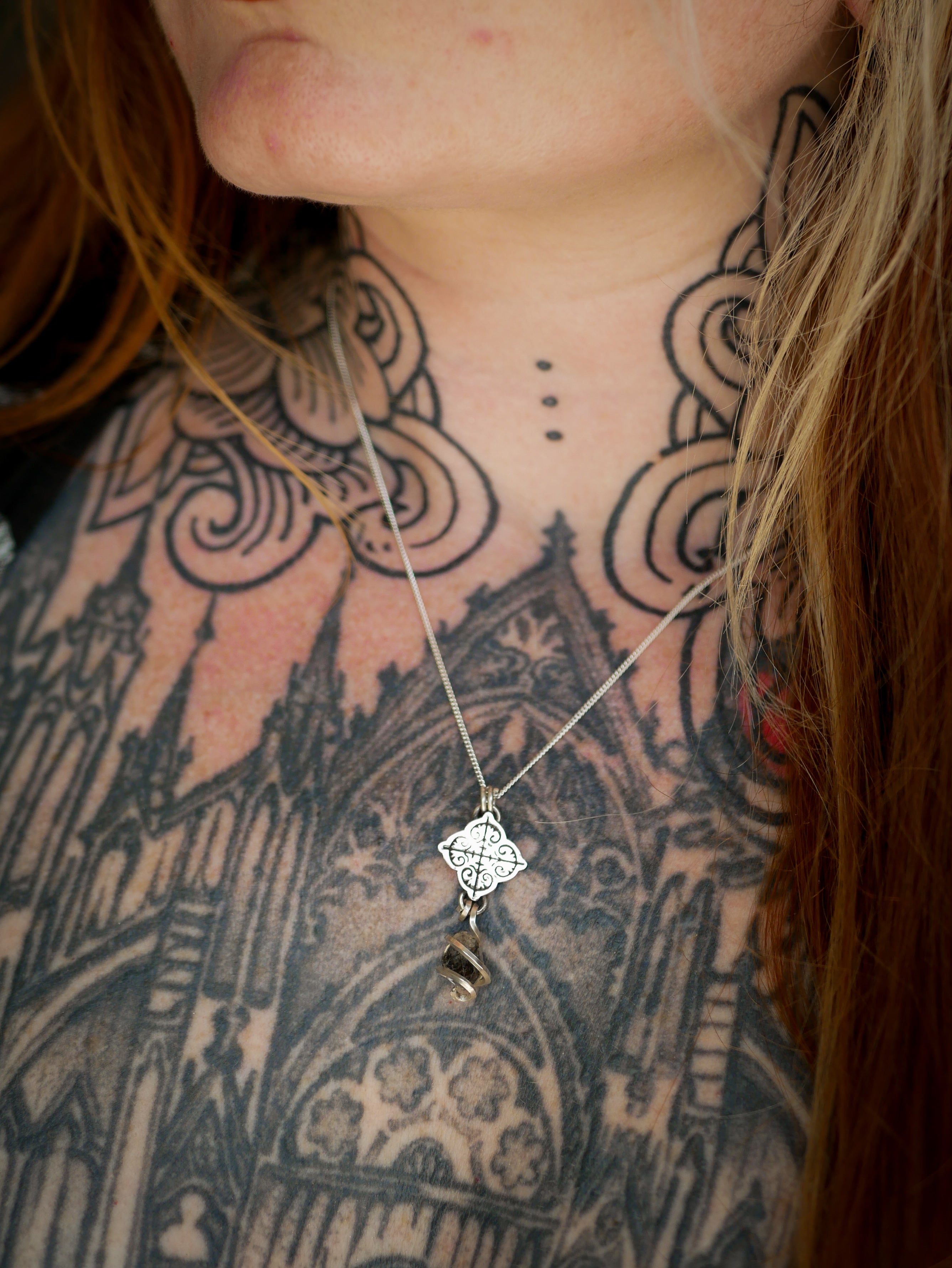 Le Trésor de la Crypte - Collier en diamant Herkimer et argent