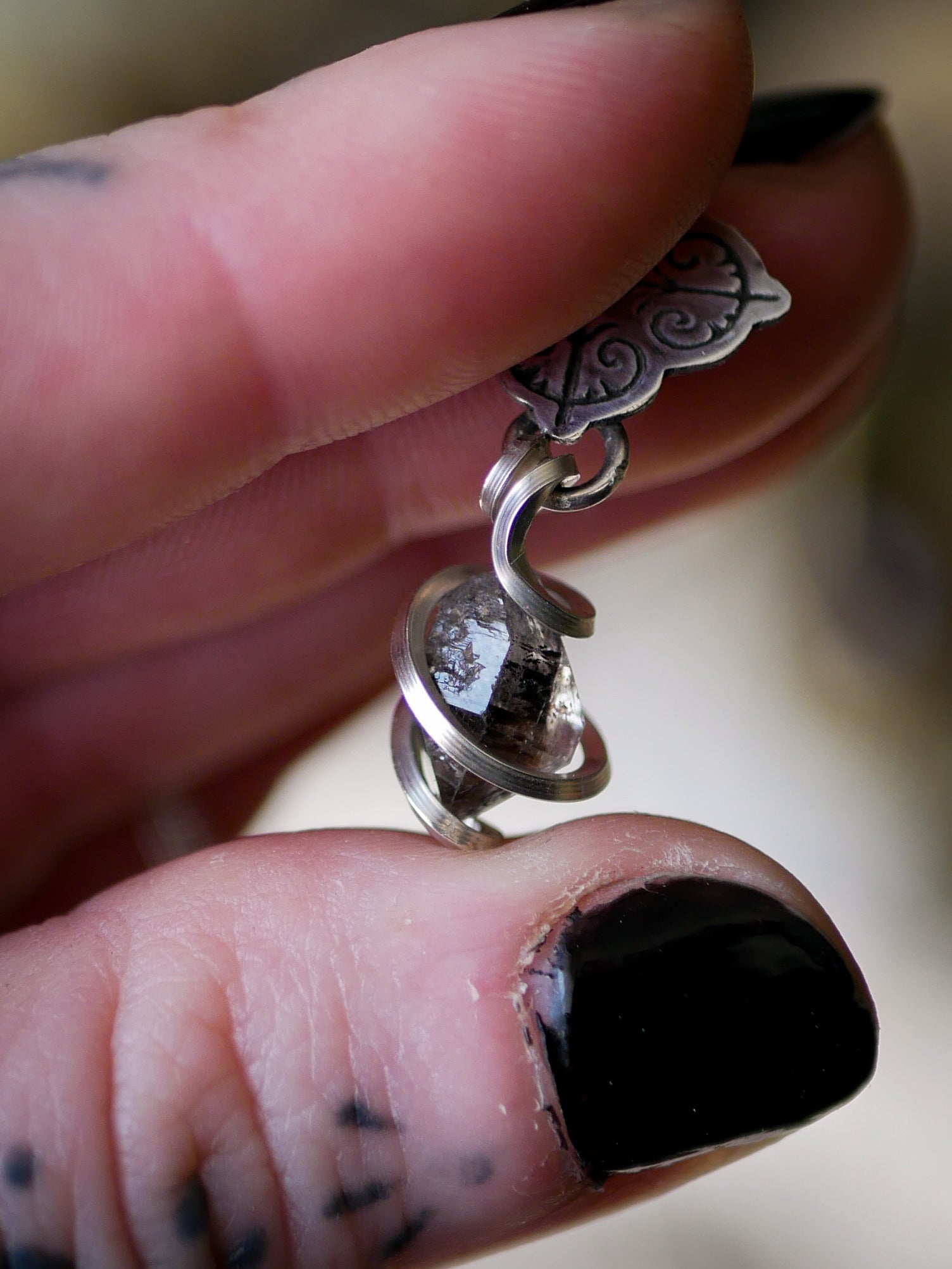 Le Trésor de la Crypte - Collier en diamant Herkimer et argent