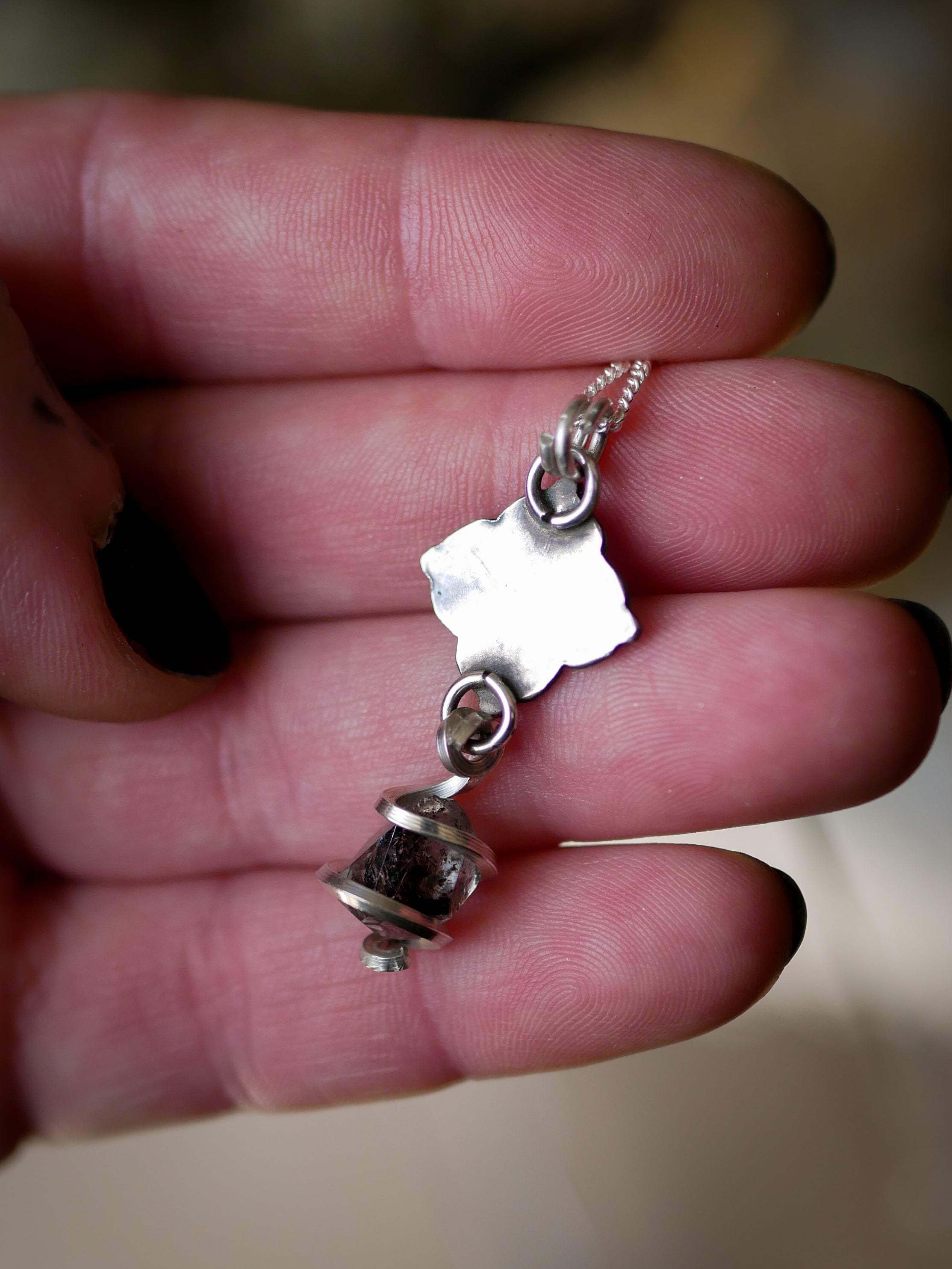 Le Trésor de la Crypte - Collier en diamant Herkimer et argent