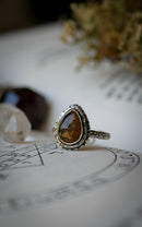 L'Œil d'Horus - Bague en quartz rutile doré facetté et argent