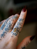 L'Œil d'Horus - Bague en quartz rutile doré facetté et argent