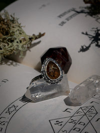 L'Œil d'Horus - Bague en quartz rutile doré facetté et argent