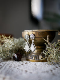 Magie Blanche - Boucles d'oreilles en pierre de lune blanche facettée véritable et argent
