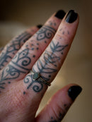The Necromancer - Genuine Raw Emerald and Silver Ring