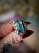 La Dryade - Bague en fluorite verte facettée et argent