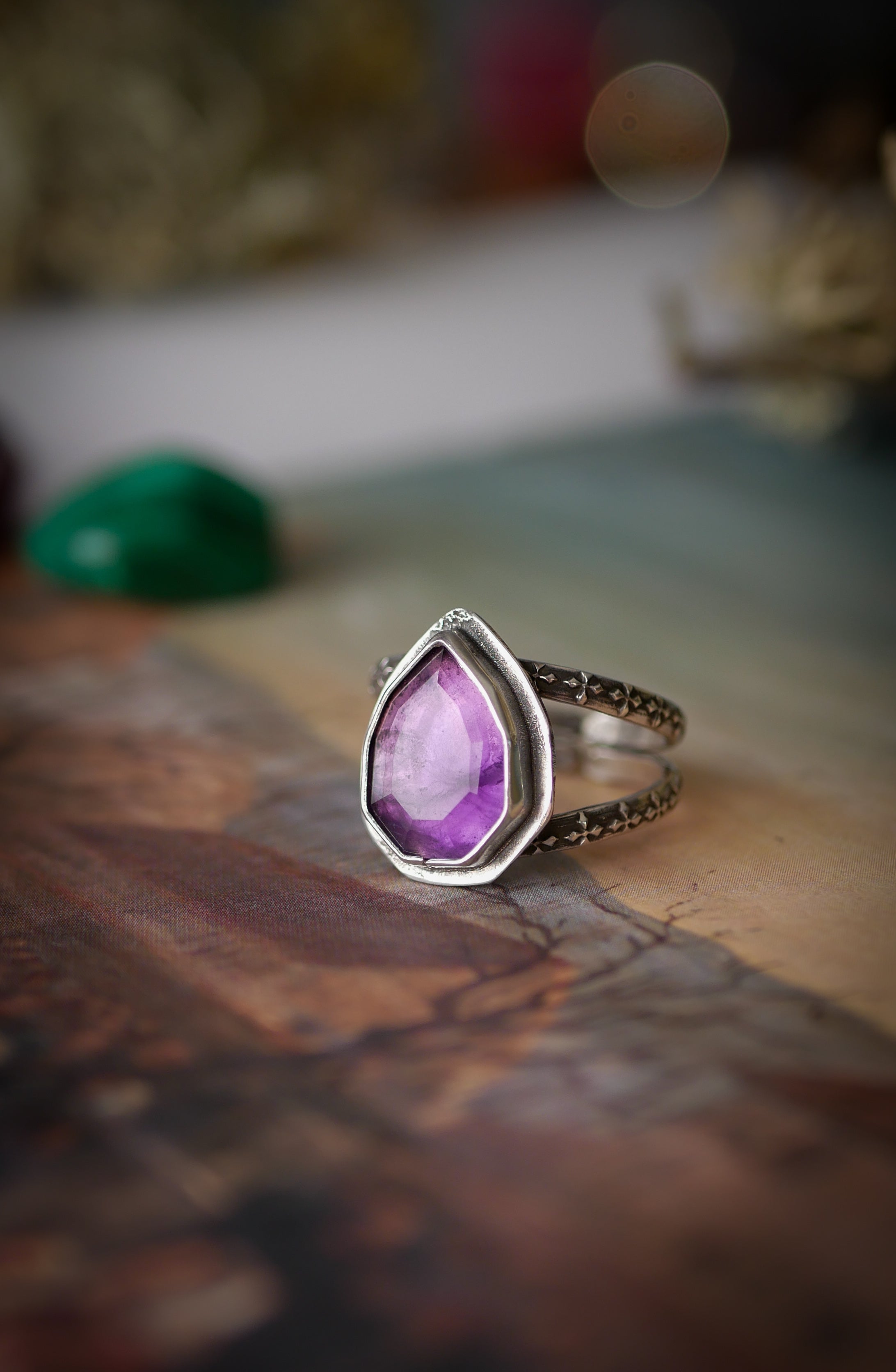 Hecate - Faceted Amethyst and Silver Ring
