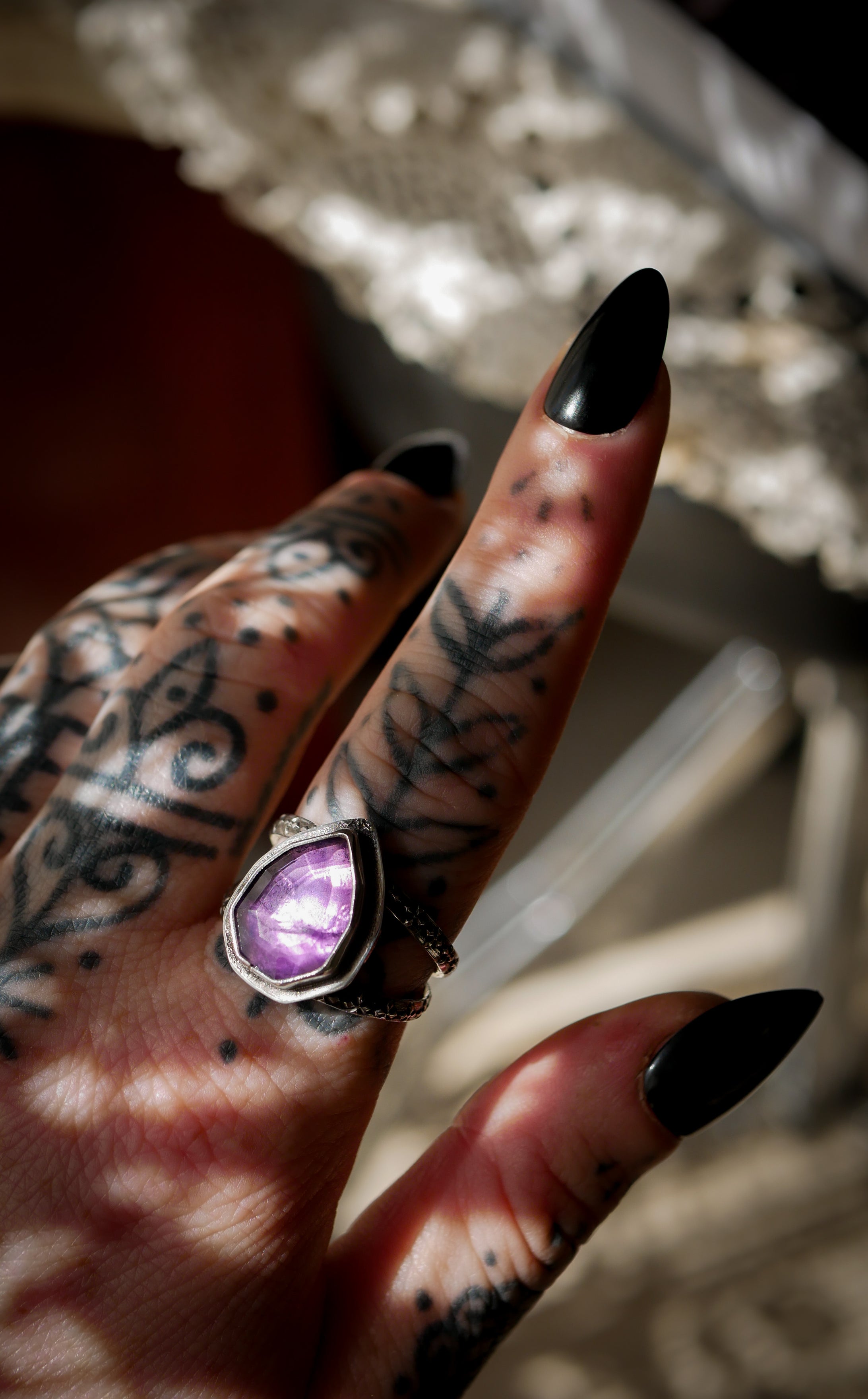 Hecate - Faceted Amethyst and Silver Ring