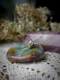 Vasudhārā - Faceted Golden Rutilated Quartz and Silver Ring