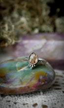 Vasudhārā - Faceted Golden Rutilated Quartz and Silver Ring