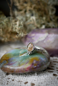 Vasudhārā - Faceted Golden Rutilated Quartz and Silver Ring