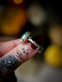 The Soul of the Night - Aurora Opal and Silver Ring, Forged Bat