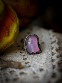 The Manor Ghost - Aurora Opal and Silver Ghost Ring