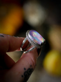 The Manor Ghost - Aurora Opal and Silver Ghost Ring