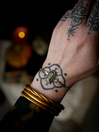 The Spirit of the Cemetery - Pyrite and Silver Coffin Bangle Bracelet